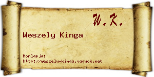 Weszely Kinga névjegykártya